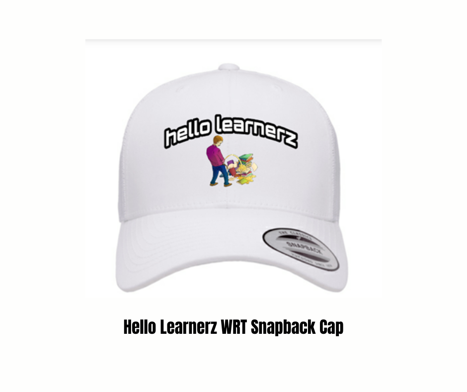 Hello Learnerz White Retro Trucker Snapback Cap